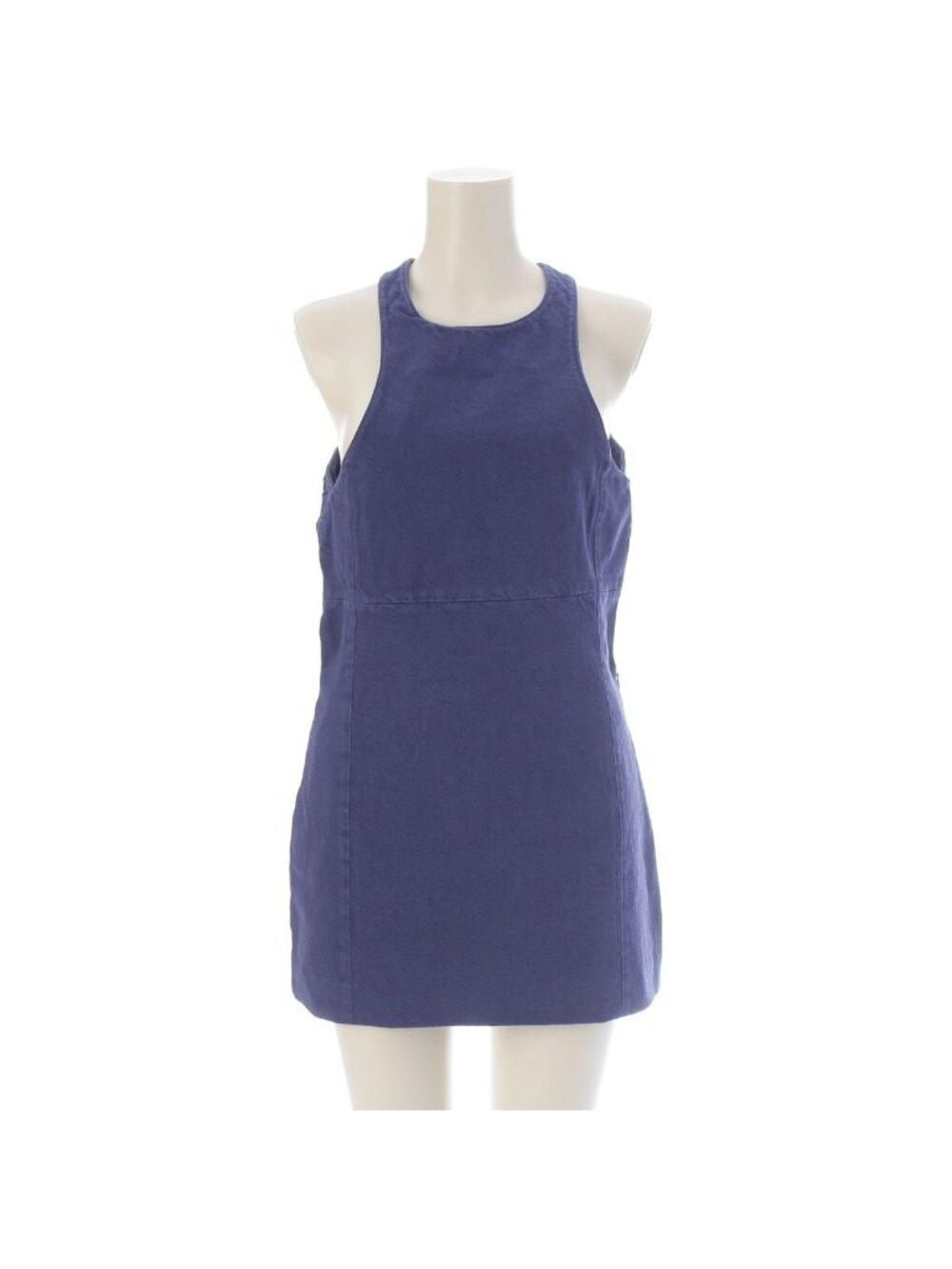 Miu Miu Vintage Wash Gabardine Work Cotton Dress Mini Washed Navy Blue 38